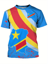 Charger l&#39;image dans la galerie, Congo Themed Pattern Print Men&#39;s Crew Neck Short Sleeve T-shirt, Casual Summer T-Shirt For Daily Wear And Vacation Resorts
