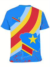 Charger l&#39;image dans la galerie, Congo Themed Pattern Print Men&#39;s Crew Neck Short Sleeve T-shirt, Casual Summer T-Shirt For Daily Wear And Vacation Resorts

