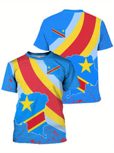 Charger l&#39;image dans la galerie, Congo Themed Pattern Print Men&#39;s Crew Neck Short Sleeve T-shirt, Casual Summer T-Shirt For Daily Wear And Vacation Resorts
