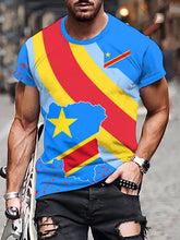 Charger l&#39;image dans la galerie, Congo Themed Pattern Print Men&#39;s Crew Neck Short Sleeve T-shirt, Casual Summer T-Shirt For Daily Wear And Vacation Resorts
